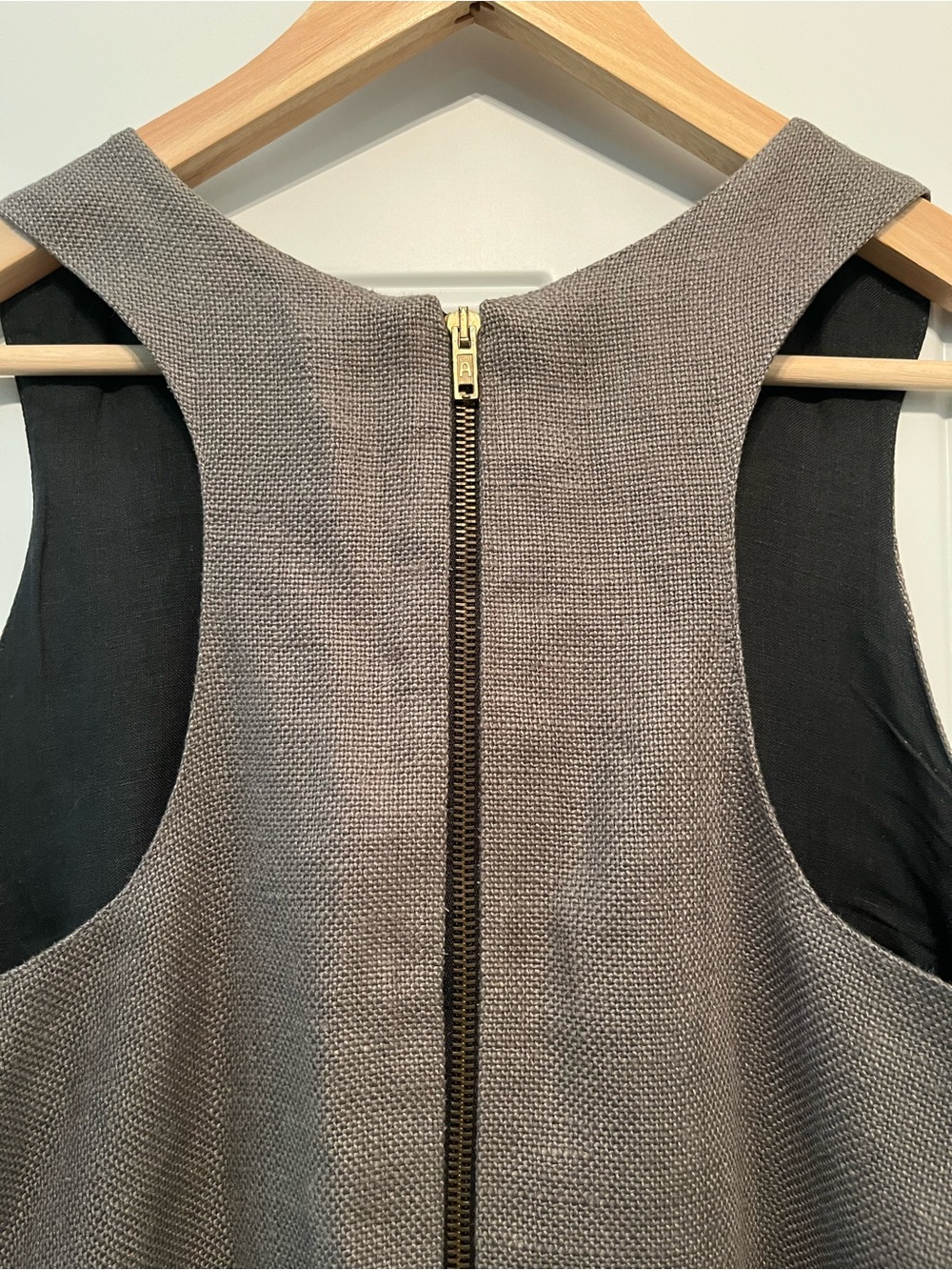 Sleeveless Midi Dress in Taupe Gray Linen